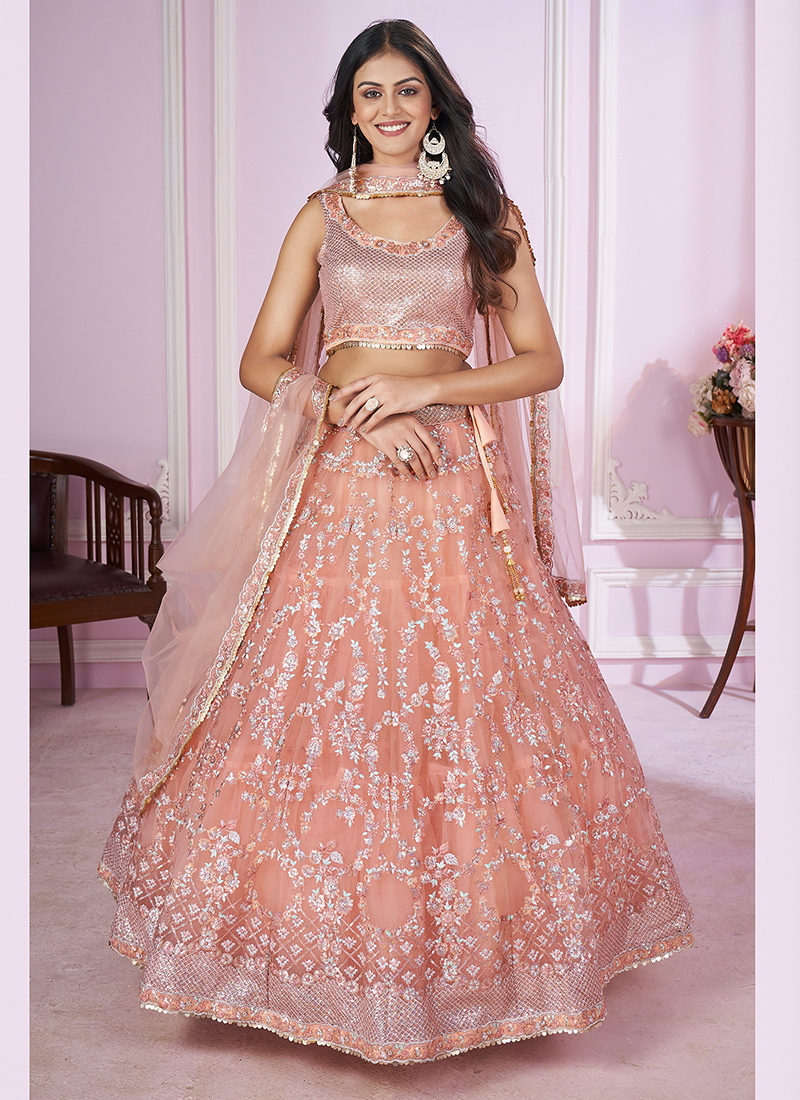 Beautiful Pink Colour Soft Net Lehenga Choli with Dori and Sequins work Latest Designer Party wear Bridal 2024 Wedding wear Ghagra holi